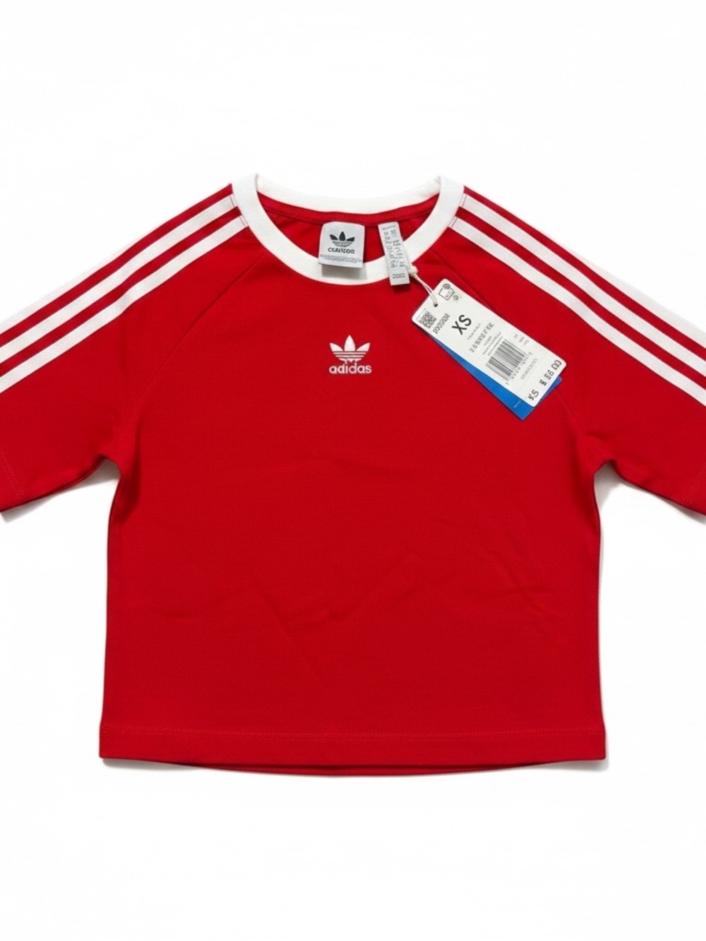 adidas Red Tee with White Three-Stripes